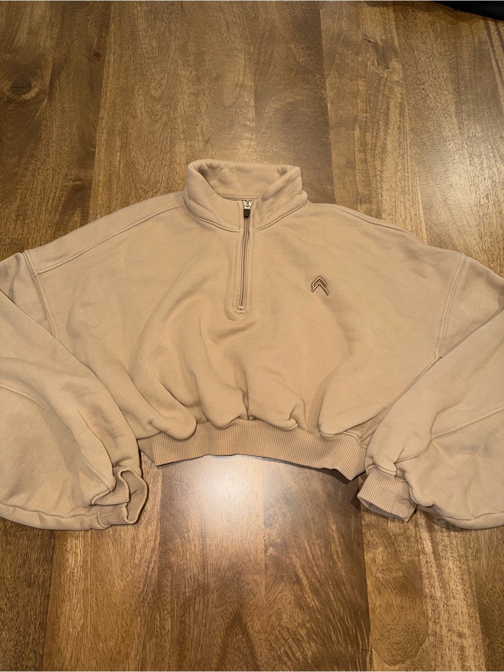 Oner Active Cropped Quarter-Zip Sweater in Beige